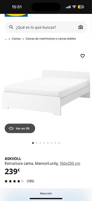 Cama Matrimonio 160x200 cm Desmontada