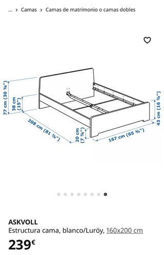 Cama Matrimonio 160x200 cm Desmontada