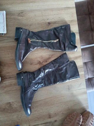 Botas altas caña ancha marrones