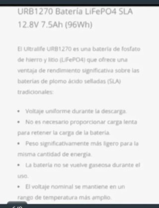 Batería Litio 12.8V 7.5Ah URB1270 Ultralife