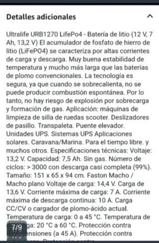 Batería Litio 12.8V 7.5Ah URB1270 Ultralife