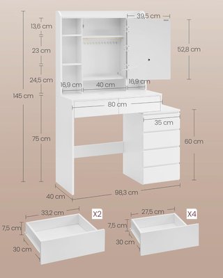 Toeletta con Luci LED a Luminosità Regolabile, Tav