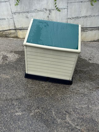 Caseta para perro beige y verde