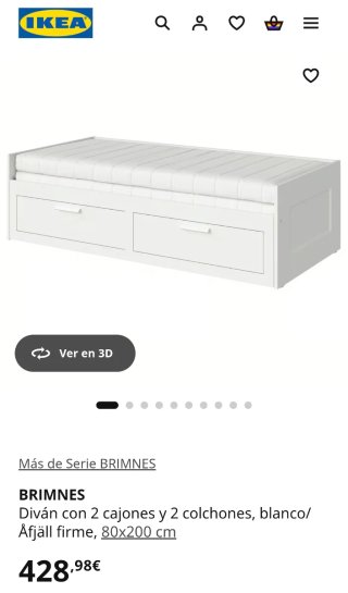 Cama diván Brimnes Ikea Blanca
