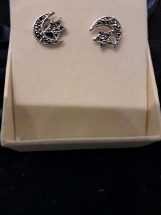 Pendientes de plata con luna y estrella
