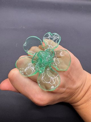Anillo flor verde aguamarina ajustable