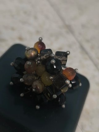Anillo Ardura Plata Piedras Semipreciosas Y2k