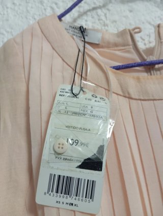 Vestido largo plisado rosa