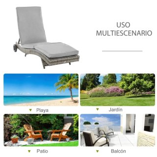 2 Tumbonas Rattan Gris con Cojín