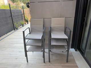 8 Sillas de Jardín Aluminio Beige/Gris