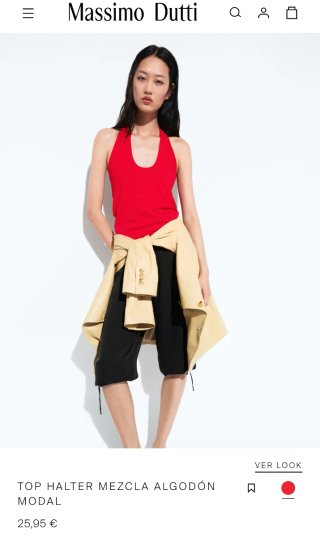 Top Massimo Dutti Rojo Algodón Talla L