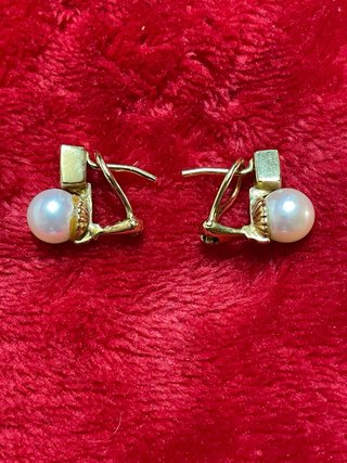 Pendientes Oro 18k Perla y Brillante