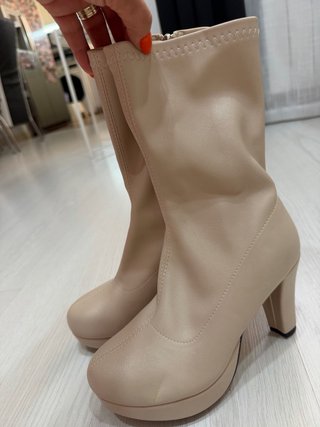 Botines tacón plataforma beige