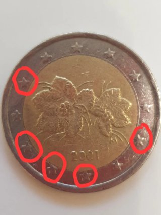 Moneda 2€ Finlandia 2001 Error Acuñación