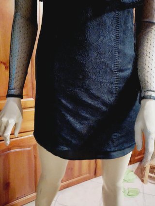 Mini abito nero pizzo donna