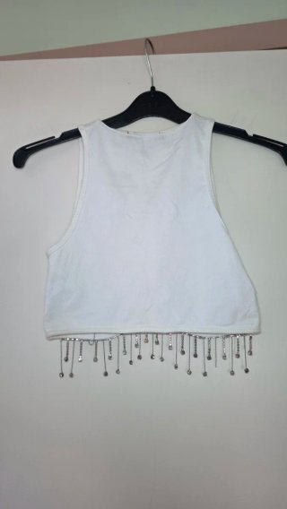 Top Pull&Bear con colgantes plateados Talla S
