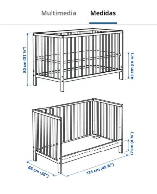 Cuna Ikea + colchón + 2 sabanas + 2 nórdicos