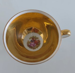 Juego de té vintage porcelana dorada