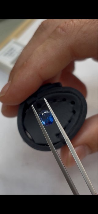 Anillo Plata 925 Halo Zafiro Azul y Diamantes