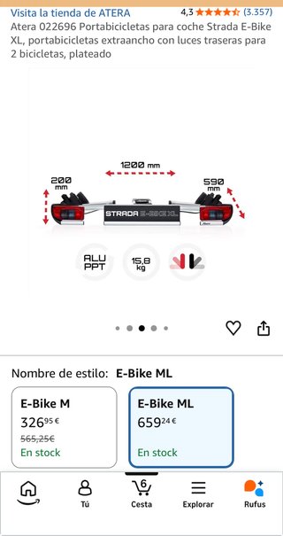 Atera 022696 Portabicicletas para coche Strada E