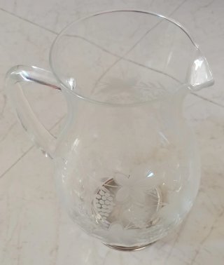 Jarra Bohemia Cristal y Plata Grabada