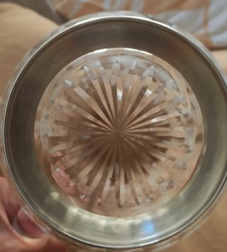 Jarra Bohemia Cristal y Plata Grabada