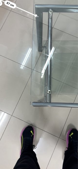Mesita auxiliar cristal y acero