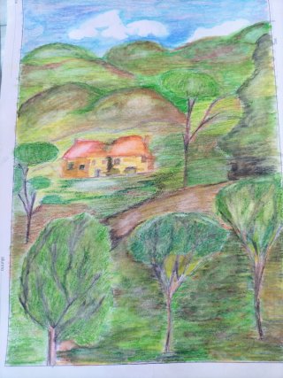 Disegno natura campestre pastelli acquerellabili