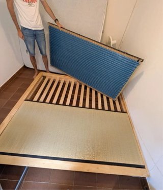 Base cama doble estilo japonés con 2 tatamis