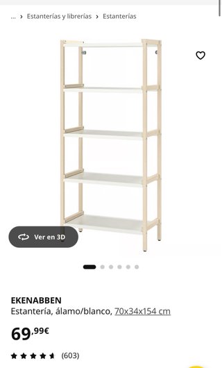 Estantería Ekenabben Ikea blanca y madera