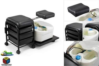 TABURETE CON BANDEJAS Y MAQUINA DE PEDICURA