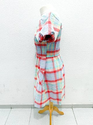 Vestido vintage cuadros azul y rojo