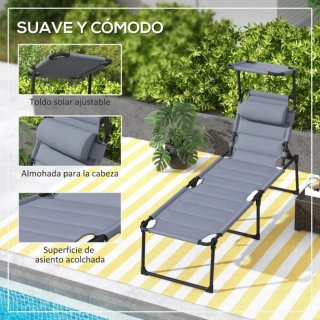 Tumbona plegable con parasol