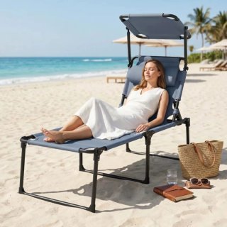 Tumbona plegable con parasol