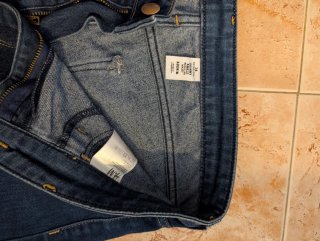 Pantalones vaqueros mujer azul y blanco