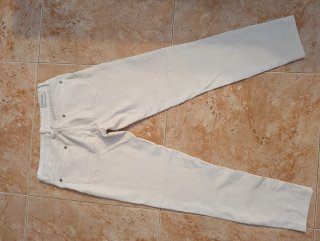 Pantalones vaqueros mujer azul y blanco