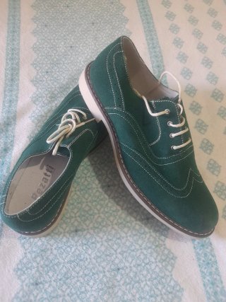 Zapatos Oxford Piel Ante Verde