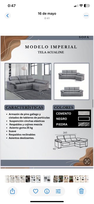 Sofá Chaiselongue Beige