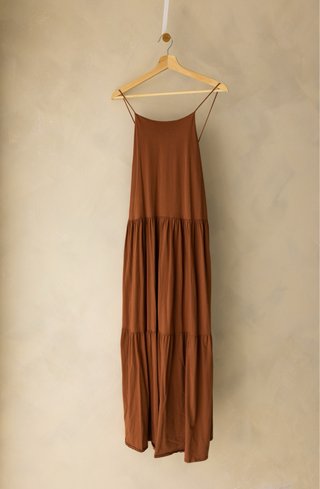 Vestido largo Zara marrón Talla L