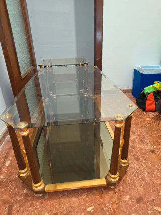 Mesitas cristal y madera