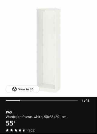 Armario PAX Blanco 50x36x201 cm