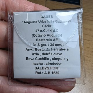 Sestercio Gades 27 a.C.-14 d.C. ESCASO