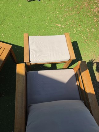 Conjunto Muebles Jardín Madera y Tela