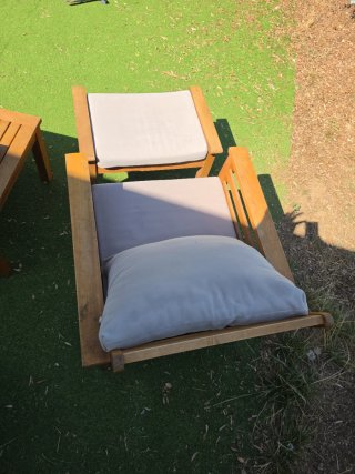 Conjunto Muebles Jardín Madera y Tela