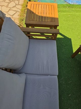 Conjunto Muebles Jardín Madera y Tela
