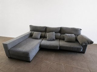 Sofá chaise longue gris tela
