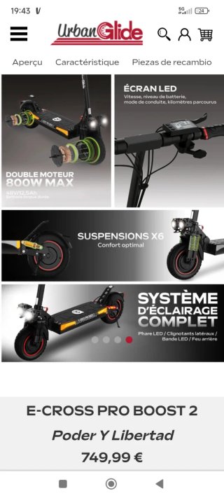 Patinete Eléctrico Urban Glide E-Cross Pro