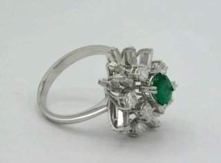 Anillo Oro Blanco Diamantes Esmeralda