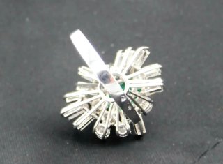 Anillo Oro Blanco Diamantes Esmeralda