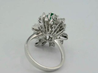 Anillo Oro Blanco Diamantes Esmeralda